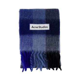 Acne Studios Mohair Geruite Sjaal - unisex - Accessoires - Blauw - Maat: ONE Size Mohair