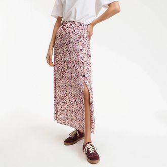 La Redoute Collections Lange rok met knoopsluiting en bloemenprint