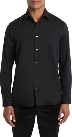 Jack Victor Aurelio Cotton & Silk Blend Dress Shirt in Black at Nordstrom Rack, Size Xx-Large