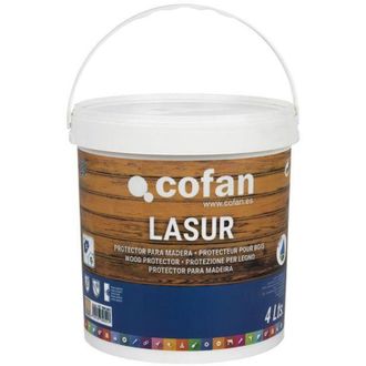cofan Lasur Protector Al Agua Para Madera Mate Incoloro 4 L, Recubrimiento De Acci&oacute;n Impregnante Que Deja Un Acabado a Poro Abierto Y Que No Crea Capa, Perm