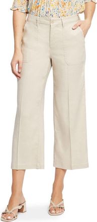 NYDJ Linen Blend Crop Wide Leg Pants in Feather at Nordstrom, Size 00