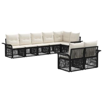 vidaXL Conjunto De Sof&aacute;s De Jard&iacute;n 8 Uds. 8 Plaza Negro Vidaxl