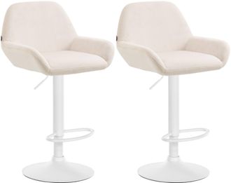 Clp Clp - Set De 2 Taburetes De Cocina Braga En Terciopelo Crema Metal Blanco Mate