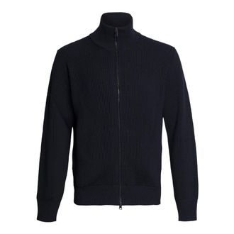 Roberto Collina Cardigans, male, Blue, Size: 2XL Ribbed Cardigan