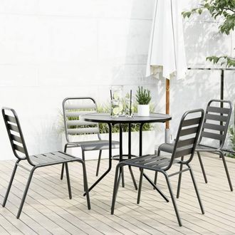 Berkfield Home Stackable Garden Chair Set 5 pcs Anthracite Powder-coated Steel in Black