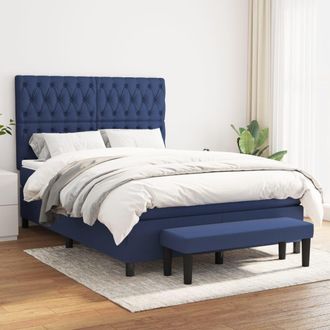 vidaXL Vidaxl - Cama Box Spring Con Colch&oacute;n Tela Azul 140x190 Cm
