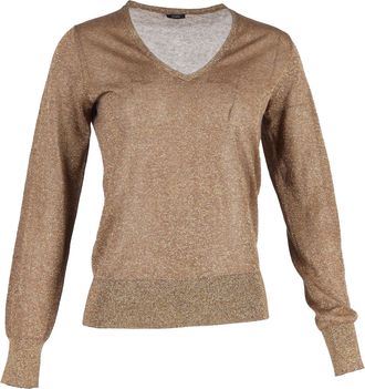 Joseph V Neck Lurex Jumper in Metallic Gold Viscose