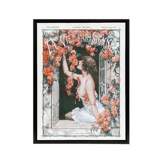 Artery8 La Vie Parisienne Magazine Cover Roses Month Framed Canvas Wall Art Print in Red | Size: W24 x H32
