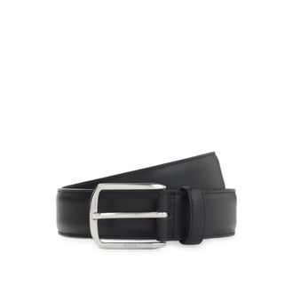 BOSS Leather belt with silver-tone hardware and Double B