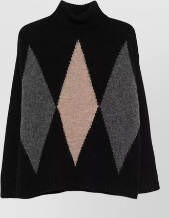 Jucca alpaca wool argyle intarsia turtleneck sweater