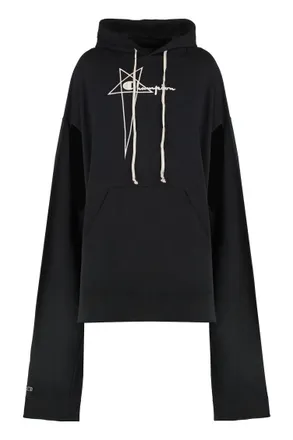 Rick Owens Black Logo Hood Sweatshirts