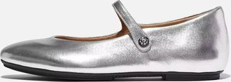 FitFlop Womens Delicato Crystal-Cluster Metallic-Leather Mary Jane Shoes In Silver