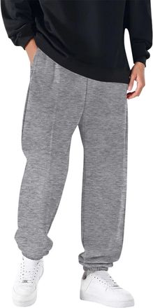 Generic 2025 Trousers Mens Fleece Casual Pants Elastic Cuff Joggers Comfortable Pants Soft Warm Winter Trousers Relaxed Fit Outdoor Sports Sweatpants (Light G