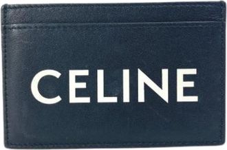 Celine Tweedehands leren portemonnees - unisex - Vintage Accessoires - Blauw - ONE Size - Leer - Vintage