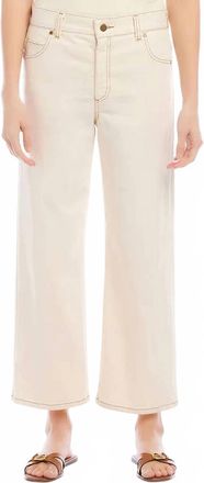 Karen Kane Naomi Cropped Wide Leg Jeans In Natural
