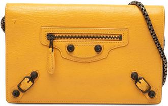 Balenciaga Pre-owned Balenciaga Lambskin Motocross Giant 12 Continental Flap Wallet on Chain 444056