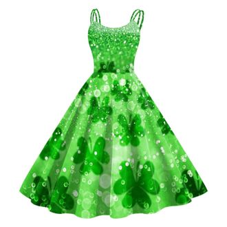 Generic Womens St Patricks Day Fancy Dress Leprechaun Costumes Ireland Irish Lucky Shamrock Dress Saint Patricks Day Green Irish Outfits Gown CocktailGreen Sl