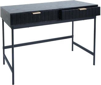 Hhg Mesa consola HHG-232, mesa para teléfono, mesa auxiliar, cajón industrial de melamina 85 x 100 x 40 cm, aspecto madera negro