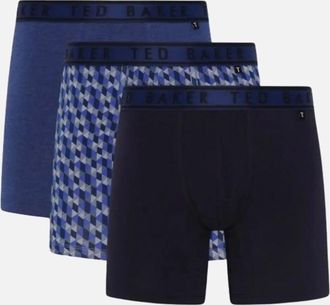 Ted Baker Mens 3-Pack Geo Print Boxer Briefs, Blue/Navy - Black - Size: 32/30/31