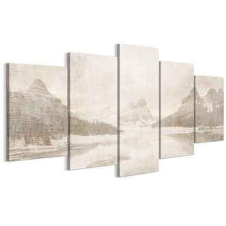 OEM Cuadro Sobre Lienzo Italiano De 100 X 50 Cm, Pent&aacute;ptico, Estilo Boho, Naturaleza. Cuadro Sobre Lienzo Italiano De 200 X 100 Cm, Pent&aacute;ptico, Estilo Boh