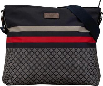 Gucci Pre-owned Cross Body Bags, female, Blue, Size: ONE SIZE Pre-owned Diamante Nylon Web Crossbody