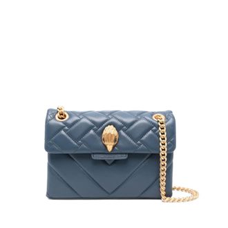 Kurt Geiger Cross Body Bags, female, Blue, ONE SIZE, Blue Quilted Crossbody Bag with Logo Plaque