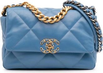 Chanel 2021 medium lamsleren 19 Flap tas - Blauw