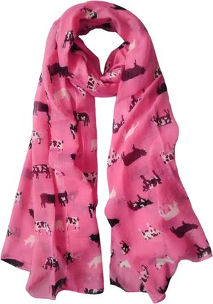 GlamLondon Cow Print Scarf Farm Animal Womens Ladies Fashion Soft Big Shawl Wrap (Pink)(Size:L)