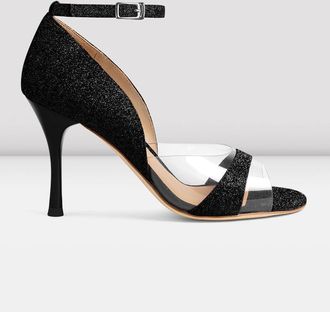 Bloch Ladies Ayres Glitter Argentine Tango Shoes, Black Glitter
