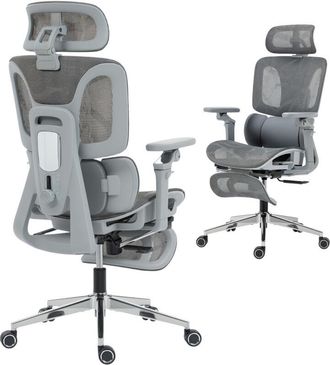 HOMCOM Ergonomic Office Chair, Mesh Desk Chair with Lumbar Support, Footrest