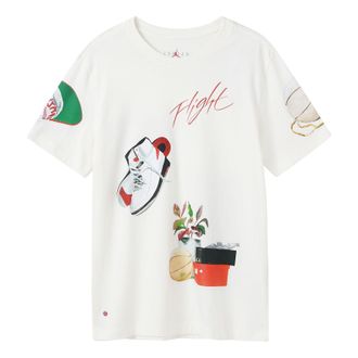 Nike Jordan Mens Air Jordan Pattern Printing Round Neck Pullover Short Sleeve White T-Shirt DQ7379-133