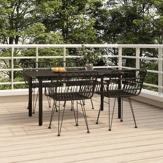 vidaXL Vidaxl - Juego De Comedor De Jard&iacute;n 5 Piezas Rat&aacute;n Sint&eacute;tico Negro
