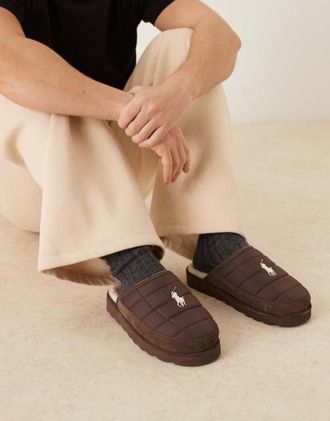 Polo Ralph Lauren Reade Scuff - Pantofole trapuntate marroni-Marrone