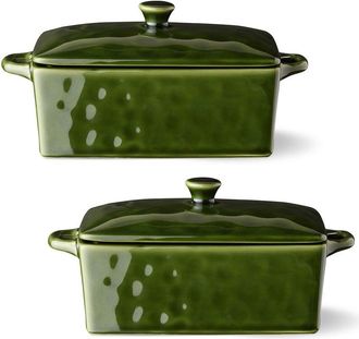 Certified International Verde Set Of 2 Rectangular Mini Bakers
