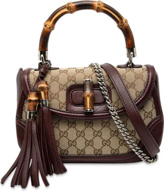 Gucci Borsa a tracolla media in tela GG con manico in bamb&ugrave; 2000-2015 - Marrone