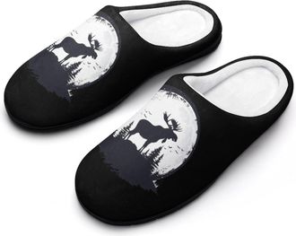 Generic Full Moon Moose Mens Slippers Comfortable And Non-slip Cotton Slipper Shoe for House