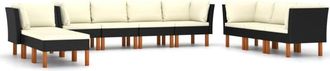 vidaXL Set De Muebles De Jard&iacute;n 10 Pzas Cojines Rat&aacute;n Sint&eacute;tico Negro Vidaxl