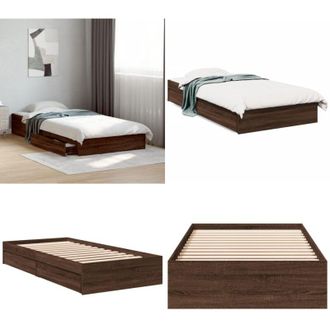 vidaXL Giroletto Cassetti Rovere Marrone 90x190 cm Legno Multistrato - Cassetti letto - Letto con cassetti