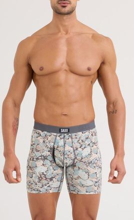 Saxx Vibe Xtra Soft Comfort Boxer Briefs in Marble Camo- Clay Bl at Nordstrom, Size X-Large