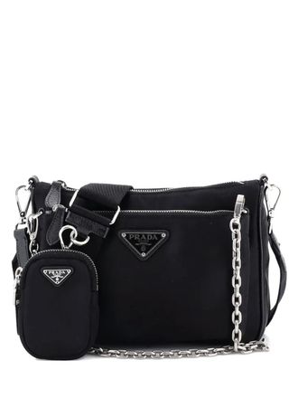 Prada Double Pouch Convertible Tessuto Small crossbody bag - Black