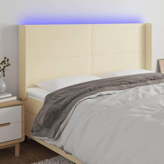 vidaXL Cabecero Con Led Cuero Sint&eacute;tico Color Crema 163x16x118/128 Cm Vidaxl