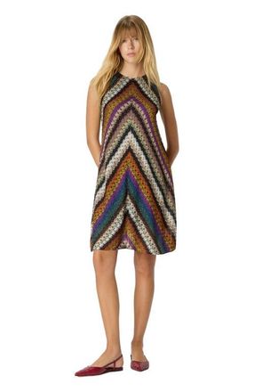 Missoni Crew Neck Mini Dress In Perforated Tulle Lace in Multicoloured at Nordstrom, Size 44 It