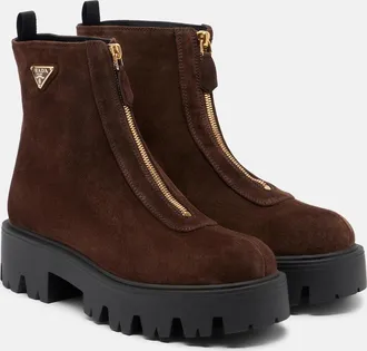 Prada Suede platform ankle boots