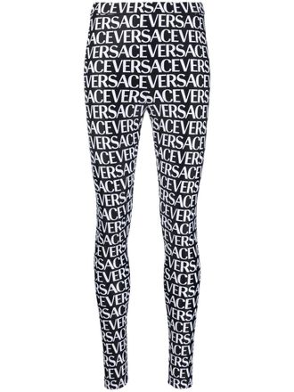 Versace logo-print high-waist leggings - Black