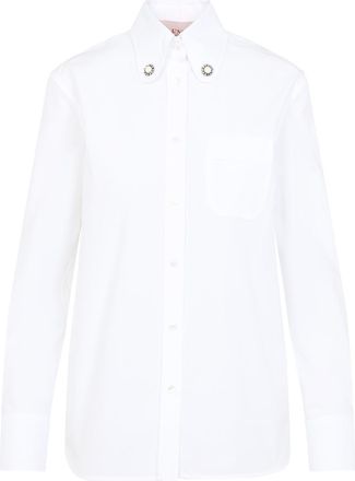 Valentino Womens Cotton Poplin Shirt - White - Size EU 44 (Womens)