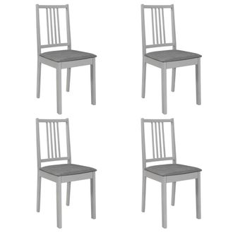 vidaXL Vidaxl - Sillas De Comedor Con Cojines De Madera Maciza Gris 4 Unidades