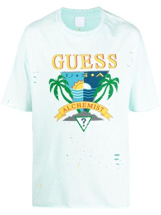 Alchemist logo print distressed-effect T-shirt - Blue