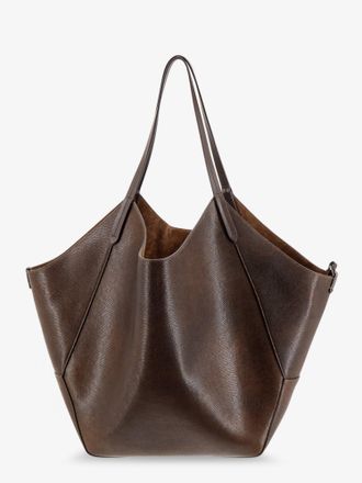 Brunello Cucinelli Womens Leather Tote Bag With Monili Detail Brown