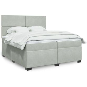 vidaXL Vidaxl - Cama Box Spring Con Colch&oacute;n Terciopelo Gris Claro 200x200 Cm