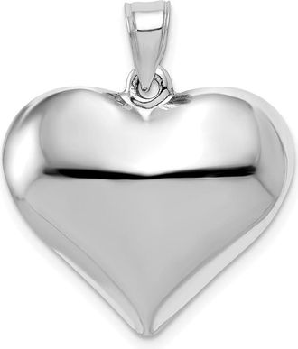 Diamond2Deal 14k White Gold Polished 3D Puffed Heart Pendant